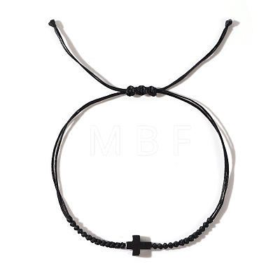 Synthetic Stone Cross Braided Cord Adjustable Bracelets CC2534-1-1