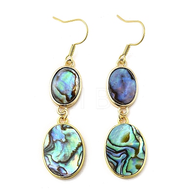 Brass Natural Abalone Shell Dangle Earrings EJEW-F388-01A-G-1