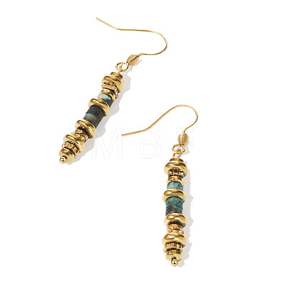 304 Stainless Steel & African Turquoise(Jasper) Dangle Earrings for Women WG35C69-01-1