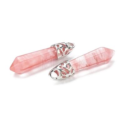 Bullet Cherry Quartz Glass Pointed Pendants G-E332-C30-1