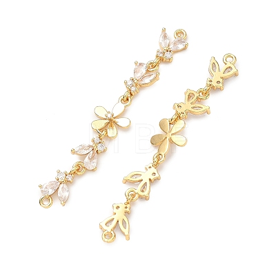 Brass Pave Clear Cubic Zirconia Connector Charms KK-Z139-12G-03-1