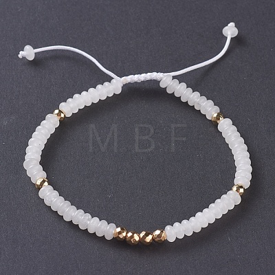 Natural White Jade Braided Bead Bracelets BJEW-O175-C14-1