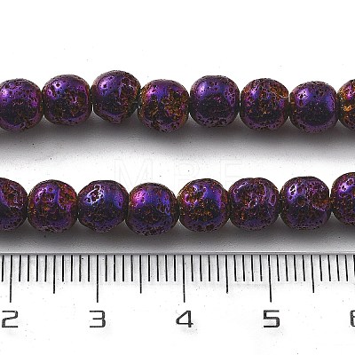 Electroplated Natural Lava Rock Beads Strands G-A251-B01-01G-1