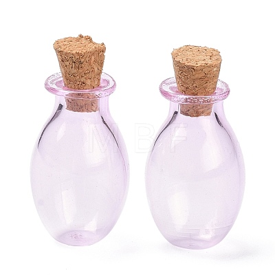 Oval Glass Cork Bottles Ornament AJEW-O032-03C-1