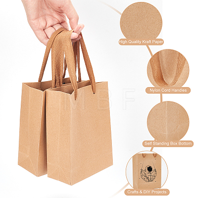  50Pcs Rectangle Kraft Paper Bags with Handle AJEW-NB0005-38-1