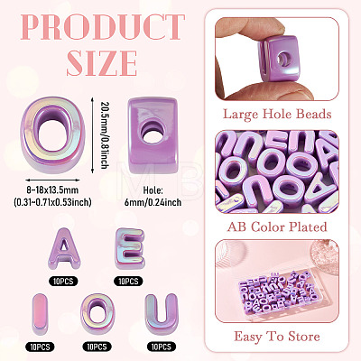 50Pcs 5 Styles UV Plating Opaque Acrylic Beads PACR-TA0001-31G-1