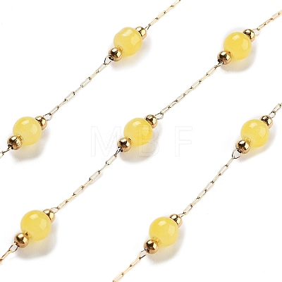 Handmade Round Dyed Natural Malaysia Jade Beaded Chains CHS-P019-08G-D-1