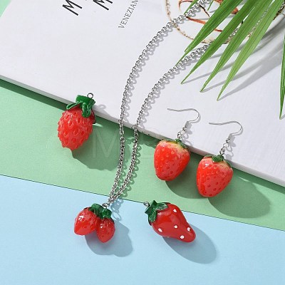 25Pcs 5 Sizes Resin Strawberry Pendants RESI-ZZ0001-06-1