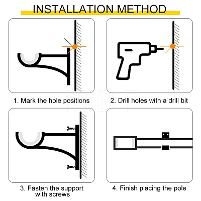 Aluminum Alloy Curtain Rod Support Sets TOOL-WH0039-41-1