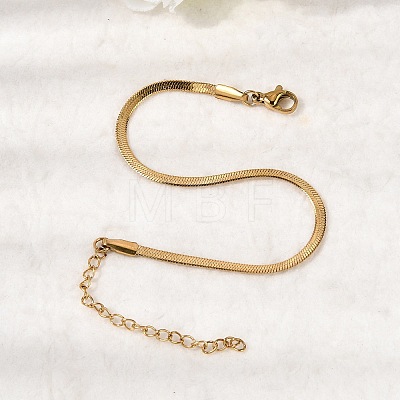 304 Stainless Steel Snake Chain Bracelets for Women BJEW-P389-01G-1