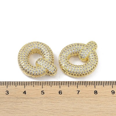 Brass Micro Pave Clear Cubic Zirconia Pendants KK-Z041-01G-Q-1