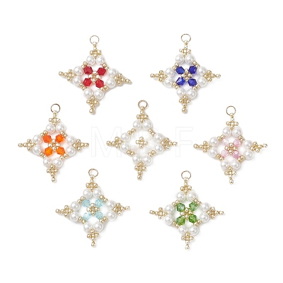 7Pcs Glass Seed Beaded Star Pendants PALLOY-MZ01165-1