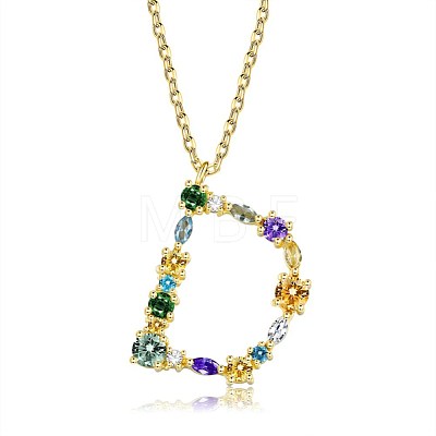 Brass Micro Pave Cubic Zirconia Pendant Necklaces NJEW-BB67040-D-1