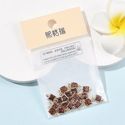 SHEGRACE Brass Pave Cubic Zirconia Square Connector Charms XGRQ2O364-440B-G-1