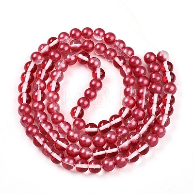 Baking Paint Transparent Glass Beads Strands DGLA-N011-8mm-06-1