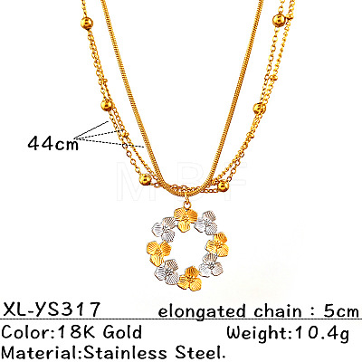Two Tone 304 Stainless Steel Pendant 3-strand Necklaces Necklaces for Women WG40374-05-1