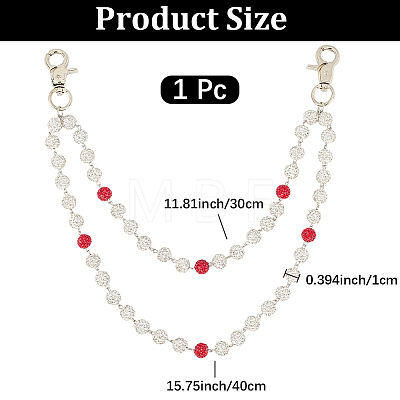 1Pc Polymer Clay Rhinestone Round Beaded Pants Chain Belts for Women AJEW-CN0007-10B-1