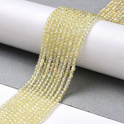 Electroplate Transparent Glass Beads Strands GLAA-H021-01A-FR04-1
