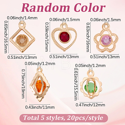 100Pcs 5 Styles Rack Plating Eco-Friendly Iron Pendants IFIN-BM0001-02-1