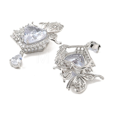 Brass & Clear Cubic Zirconia Pendants KK-G558-04P-1