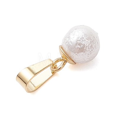 Wrinkle Textured Shell Pearl Round Charms PALLOY-JF05063-01-1