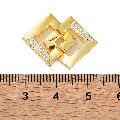 Rack Plating Square Brass Interlocking Clasps KK-Z070-28G-1