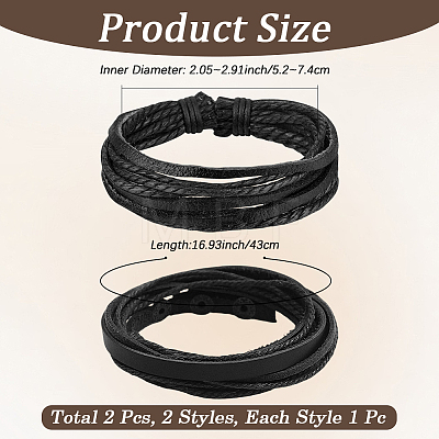 1Pc Cowhide Leather Cord Multi-strand Bracelets BJEW-CL0001-48B-1