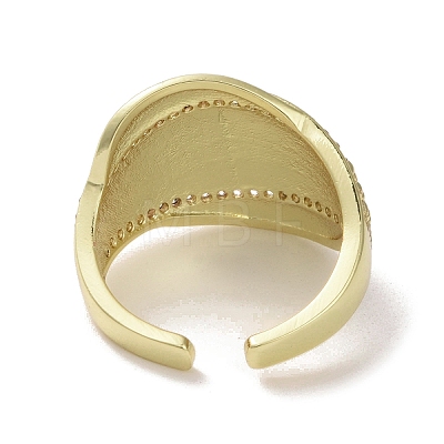 Brass Micro Pave Cubic Zirconia Open Cuff Ring RJEW-K256-50G-1