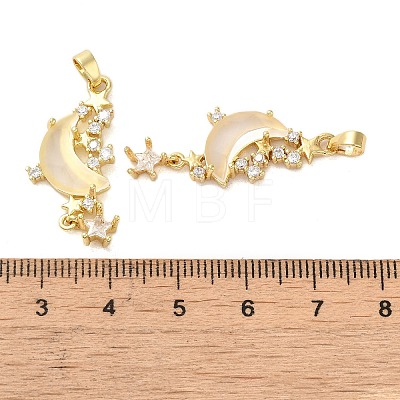 Rack Plating Brass Pave Clear Cubic Zirconia Pendants RESI-G086-05G-04-1