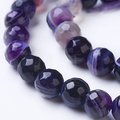 Natural Striped Agate/Banded Agate Beads Strands G-G753-07-6mm-1