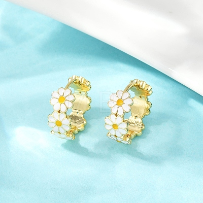 Brass Enamel Hoop Earrings X-EJEW-S277-01G-1