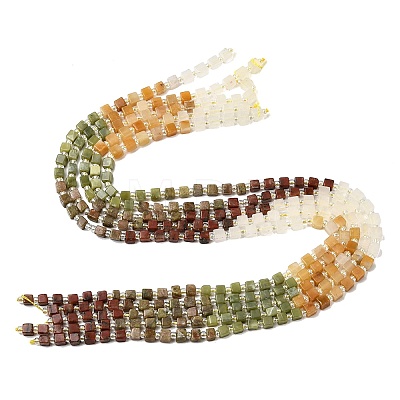 Natural Unakite & Quartz Crystal & Chinese Southern Jade & Yellow Aventurine & Sesame Jasper Beads Strands G-H333-03H-1