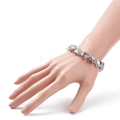 Glass Star Beaded Stretch Bracelet for Women BJEW-JB08273-1