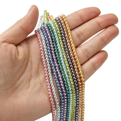 Eco-Friendly Dyed Glass Pearl Round Beads Strands HY-A002-3mm-M-1