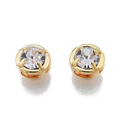 Brass Micro Pave Clear Cubic Zirconia Beads KK-G432-02A-G-1