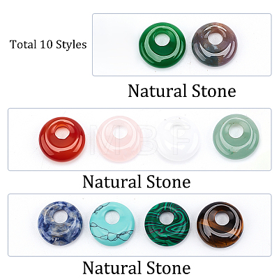  10Pcs 10 Styles Natural & Synthetic Gemstone Pendants G-NB0003-90-1