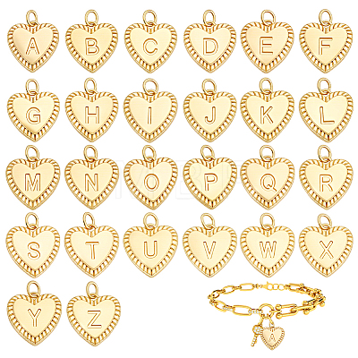 26Pcs 26 Styles Brass Initial Pendants KK-PH0014-80-1
