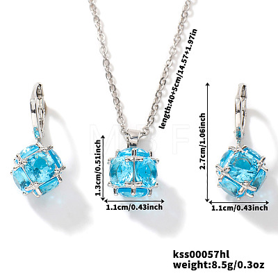 Fashionable Brass Rhinestones Round Ball Pendant Earrings & Necklaces Set for Women FC3889-1-1