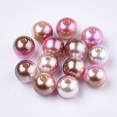 Rainbow ABS Plastic Imitation Pearl Beads X-OACR-Q174-6mm-10-1