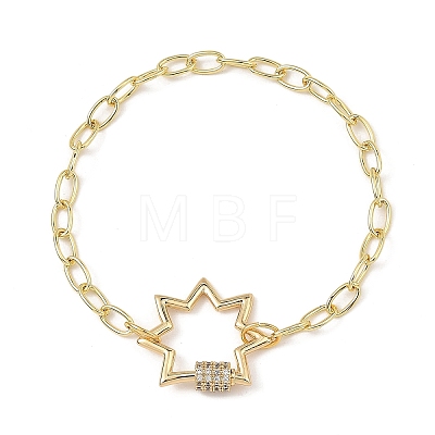 Brass Paperclip Chain Bracelets BJEW-JB14225-1