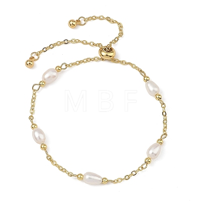 Natural Cultured Freshwater Pearl Beads Slider Bracelets BJEW-JB14195-1