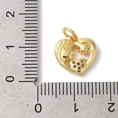 Valentine's Day Rack Plating Brass Clear Cubic Zirconia Pendants KK-Z056-12G-1