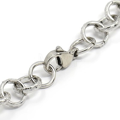 Fashionable 304 Stainless Steel Engraved Bubbles Cable Chain Bracelets STAS-A028-B087P-1