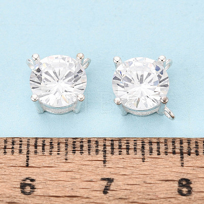 925 Sterling Silver Pave Clear Cubic Zirconia Flat Round Charms STER-T008-69S-03-1