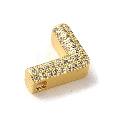 Brass Micro Pave Clear Cubic Zirconia Charms ZIRC-C009-01G-L-1