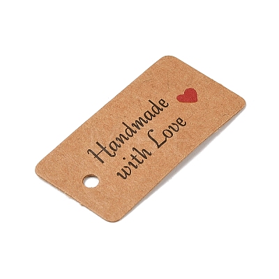 100Pcs Kraft Paper Word Handmade with Love Printed Gift Tags CDIS-H007-12B-1