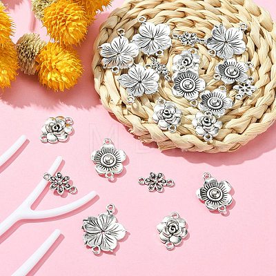 20Pcs 4 Styles Tibetan Style Zinc Alloy Connector Charms FIND-YW0003-08-1