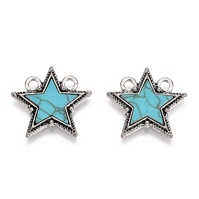 Alloy Pendants with Synthetic Turquoise PALLOY-TADZ0001-03AS-1