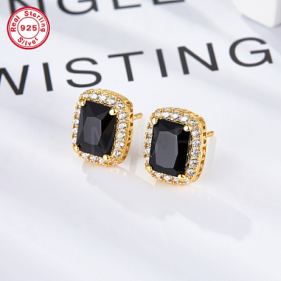 Cubic Zirconia Rectangle Stud Earrings ES5982-2-1