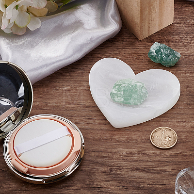 Heart Natural Selenite Decorative Bowls AJEW-WH0460-043B-1
